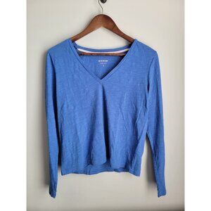 Boden Long Sleeve Tee Top Women Size S blue casual basic classic v neck
